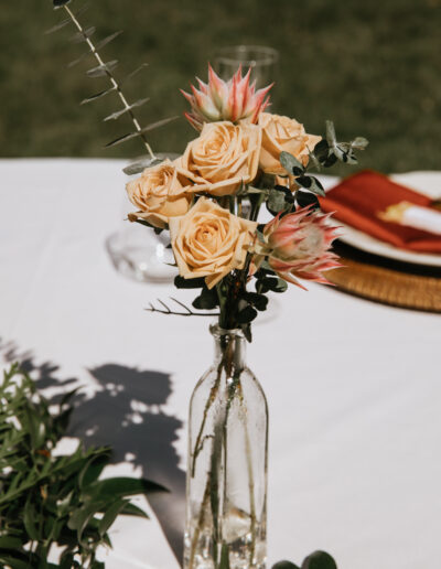 Roses on wedding reception tables